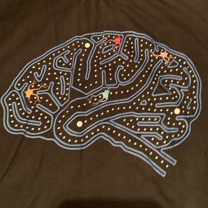 Dark blue pac man brain shirt